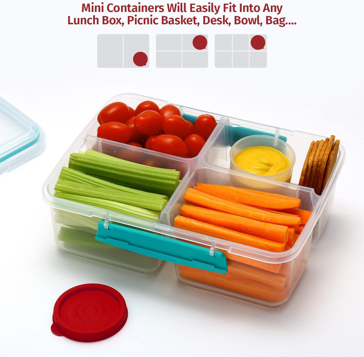 Condiment Cups Containers with Lids- 8 pk. 1.3 oz.Salad Dressing Container to go Small Food Storage Containers with Lids- Sauce Cups Leak proof Reusable Plastic BPA free for Lunch Box Picnic Travel