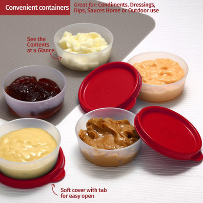 Condiment Cups Containers with Lids- 8 pk. 1.3 oz.Salad Dressing Container to go Small Food Storage Containers with Lids- Sauce Cups Leak proof Reusable Plastic BPA free for Lunch Box Picnic Travel