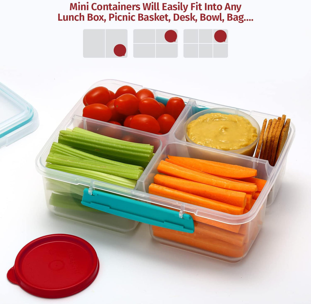 Condiment Cups Containers with Lids- 8 pk. 1.3 oz.Salad Dressing Container to go Small Food Storage Containers with Lids- Sauce Cups Leak proof Reusable Plastic BPA free for Lunch Box Picnic Travel