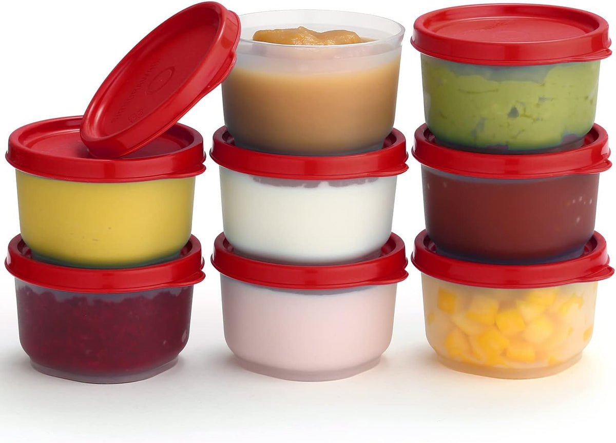 Condiment Cups Containers with Lids- 8 pk. 1.3 oz.Salad Dressing Container to go Small Food Storage Containers with Lids- Sauce Cups Leak proof Reusable Plastic BPA free for Lunch Box Picnic Travel