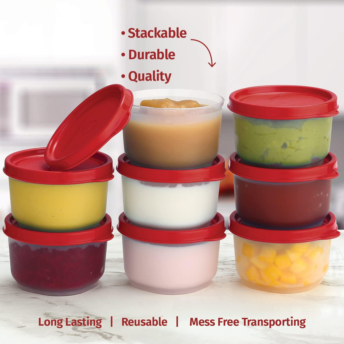 Condiment Cups Containers with Lids- 8 pk. 1.3 oz.Salad Dressing Container to go Small Food Storage Containers with Lids- Sauce Cups Leak proof Reusable Plastic BPA free for Lunch Box Picnic Travel