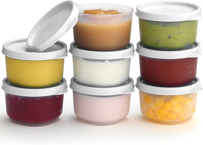 Condiment Cups Containers with Lids- 8 pk. 1.3 oz.Salad Dressing Container to go Small Food Storage Containers with Lids- Sauce Cups Leak proof Reusable Plastic BPA free for Lunch Box Picnic Travel