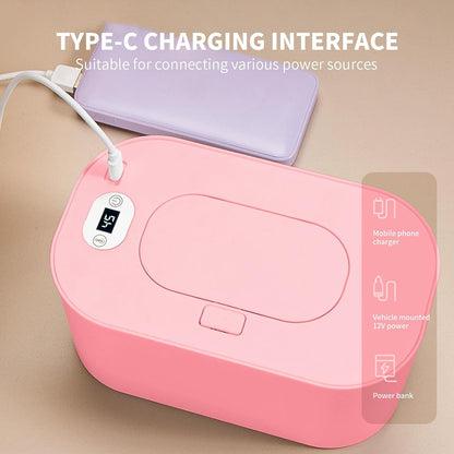 Baby Wipe Warmer and Baby Wet Wipes Dispenser, 5 Modes of Temperature Heating Control Portable Diaper Wipes Warmer for Newborn Baby, Baby Shower Gifts White