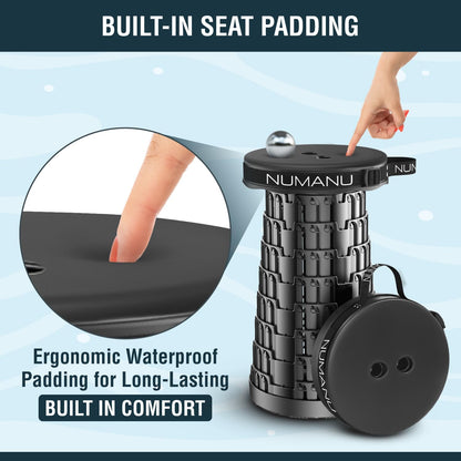 Old-Gen Collapsible Stool, Max 400lbs, Adjustable Portable Folding Stool for Adults, Retractable Foldable Telescopic Seat Camping Chair or Footrest