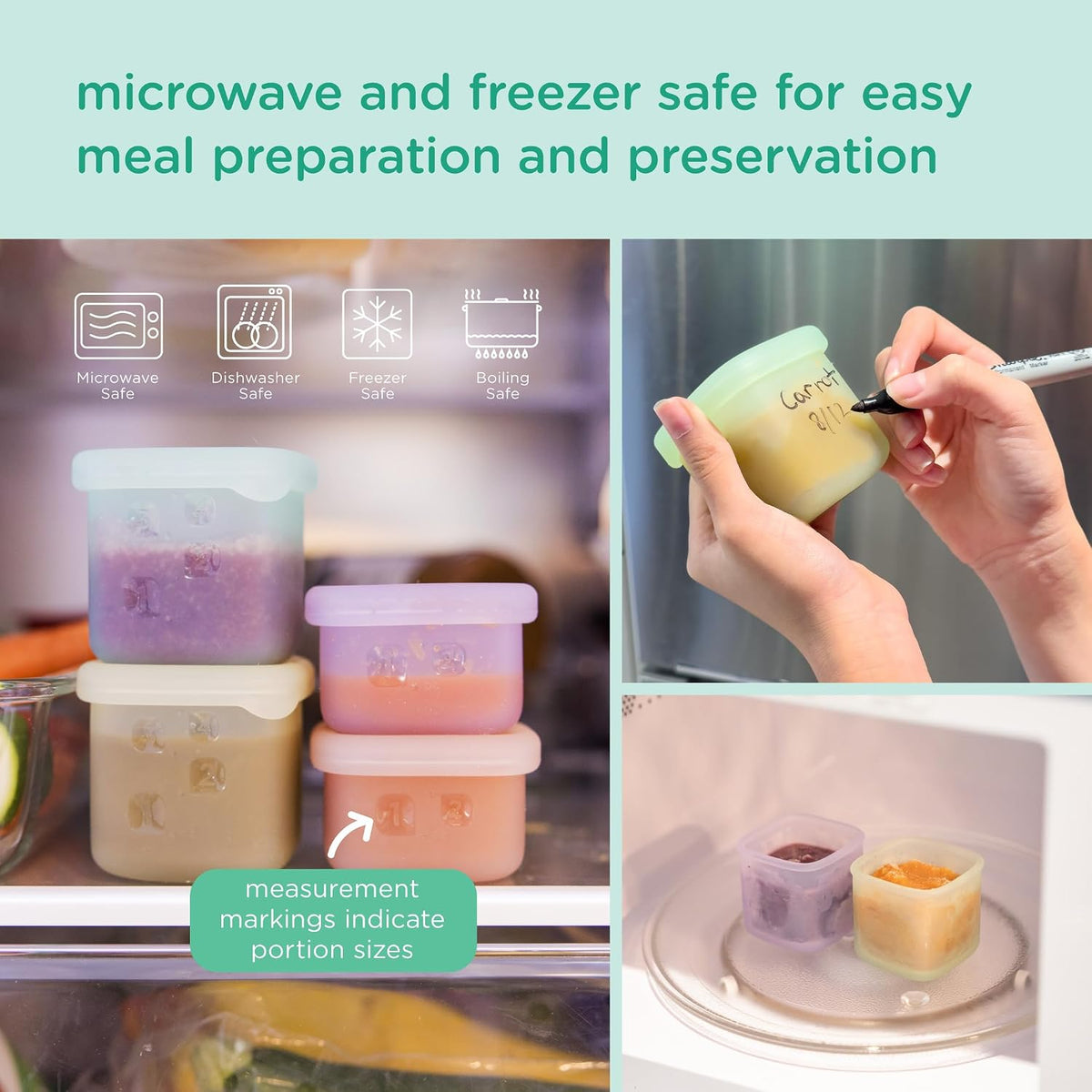 Silicone Baby Food Storage Containers 4pk, 2oz (Lilac)