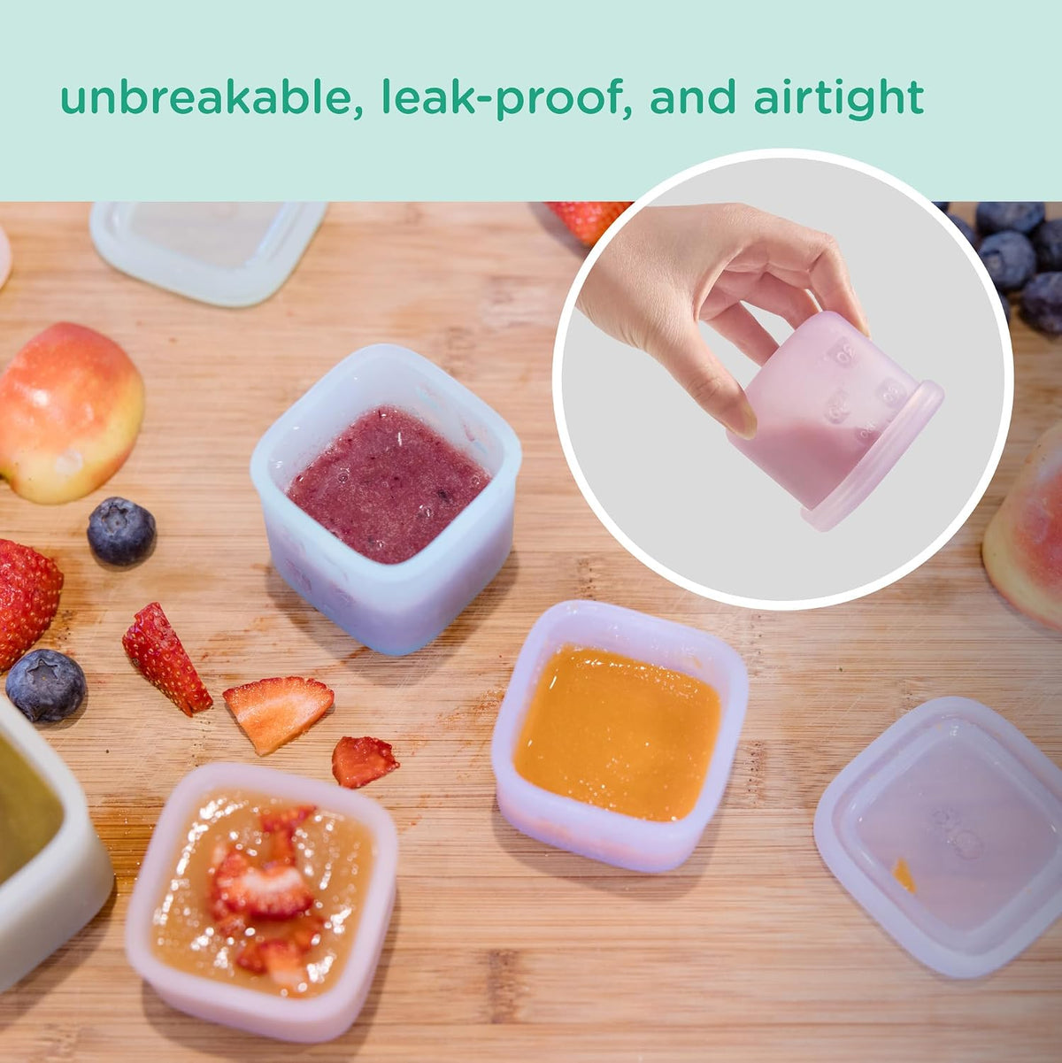 Silicone Baby Food Storage Containers 4pk, 2oz (Lilac)