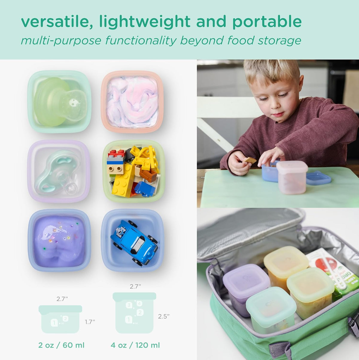 Silicone Baby Food Storage Containers 4pk, 2oz (Lilac)