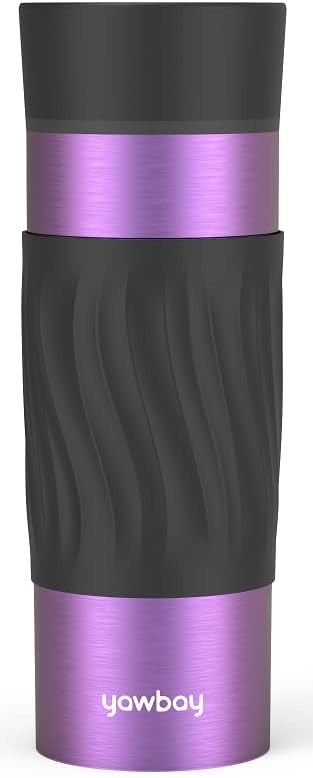 Travel Coffee Mug with 360°Lid, Travel Coffee Tumbler 16 oz Leak Proof, Stainless Steel Insulated Travel Mugs for Hot and Cold Spill Proof Leak Proof(Grey)