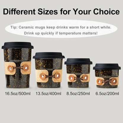 Ceramic Travel Coffee Mug with Lid, Large To Go Coffee Tumbler | Spill Proof Coffee Cup, Microwave and Dishwasher Safe, Large Porcelain Tea Mug with Lid, Coffee Gifts for Men & Women, 13.5oz