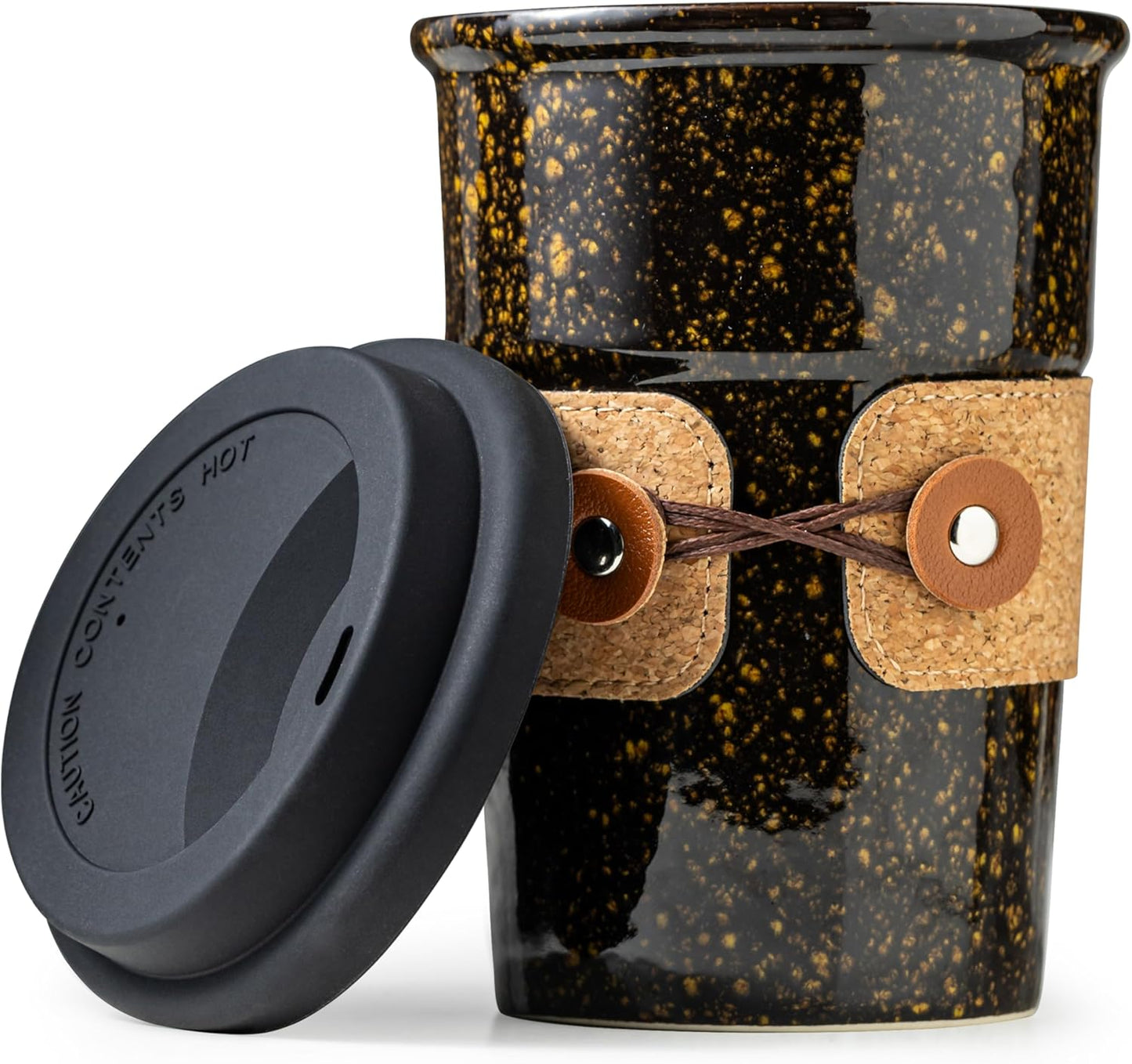 Ceramic Travel Coffee Mug with Lid, Large To Go Coffee Tumbler | Spill Proof Coffee Cup, Microwave and Dishwasher Safe, Large Porcelain Tea Mug with Lid, Coffee Gifts for Men & Women, 13.5oz