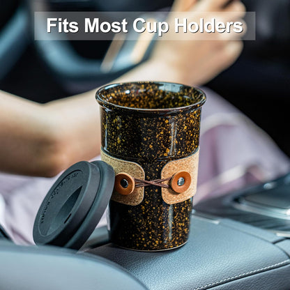 Ceramic Travel Coffee Mug with Lid, Large To Go Coffee Tumbler | Spill Proof Coffee Cup, Microwave and Dishwasher Safe, Large Porcelain Tea Mug with Lid, Coffee Gifts for Men & Women, 13.5oz