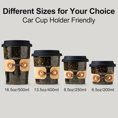 Ceramic Travel Coffee Mug with Lid, Large To Go Coffee Tumbler | Spill Proof Coffee Cup, Microwave and Dishwasher Safe, Large Porcelain Tea Mug with Lid, Coffee Gifts for Men & Women, 13.5oz