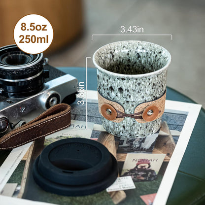 Ceramic Travel Coffee Mug with Lid, Large To Go Coffee Tumbler | Spill Proof Coffee Cup, Microwave and Dishwasher Safe, Large Porcelain Tea Mug with Lid, Coffee Gifts for Men & Women, 13.5oz