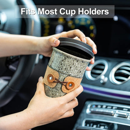 Ceramic Travel Coffee Mug with Lid, Large To Go Coffee Tumbler | Spill Proof Coffee Cup, Microwave and Dishwasher Safe, Large Porcelain Tea Mug with Lid, Coffee Gifts for Men & Women, 13.5oz