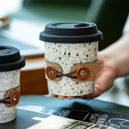 Ceramic Travel Coffee Mug with Lid, Large To Go Coffee Tumbler | Spill Proof Coffee Cup, Microwave and Dishwasher Safe, Large Porcelain Tea Mug with Lid, Coffee Gifts for Men & Women, 13.5oz