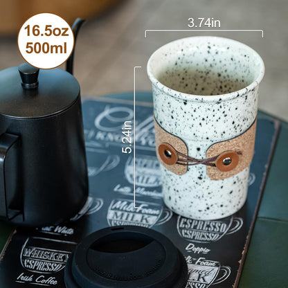 Ceramic Travel Coffee Mug with Lid, Large To Go Coffee Tumbler | Spill Proof Coffee Cup, Microwave and Dishwasher Safe, Large Porcelain Tea Mug with Lid, Coffee Gifts for Men & Women, 13.5oz