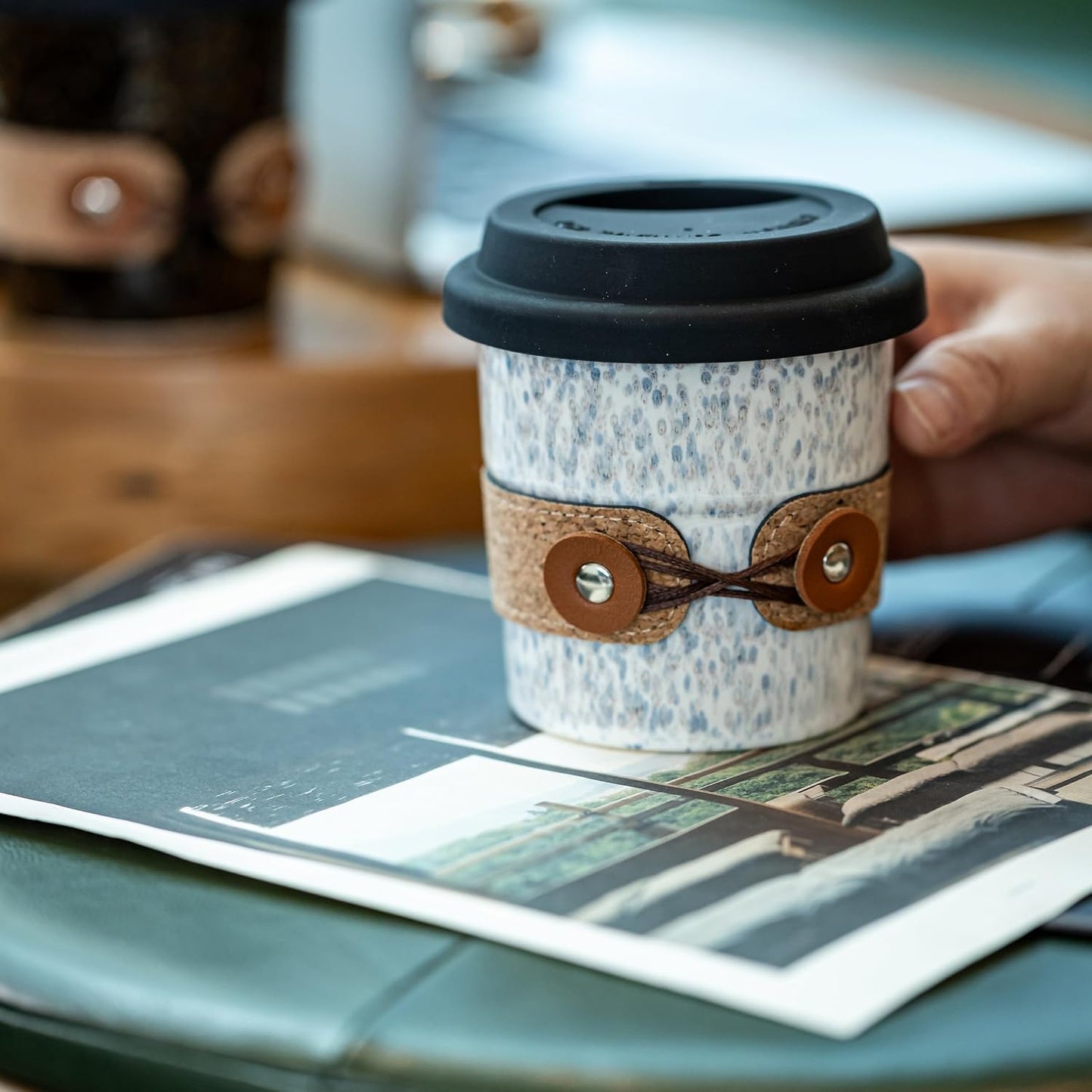 Ceramic Travel Coffee Mug with Lid, Large To Go Coffee Tumbler | Spill Proof Coffee Cup, Microwave and Dishwasher Safe, Large Porcelain Tea Mug with Lid, Coffee Gifts for Men & Women, 13.5oz