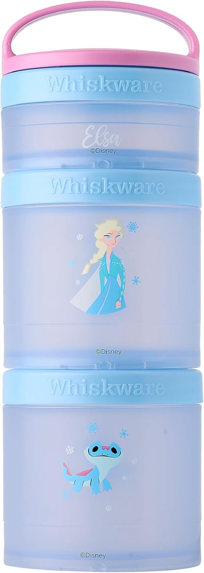 Disney Princess Frozen, Stackable Snack Containers for Kids, 3 Stackable Snack Cups for School or Travel, Formula and Cupholder Friendly, Elsa and Bruni