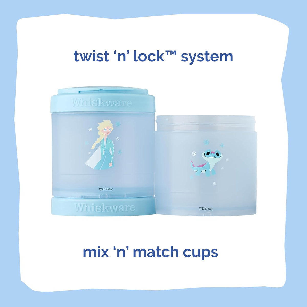 Disney Princess Frozen, Stackable Snack Containers for Kids, 3 Stackable Snack Cups for School or Travel, Formula and Cupholder Friendly, Elsa and Bruni