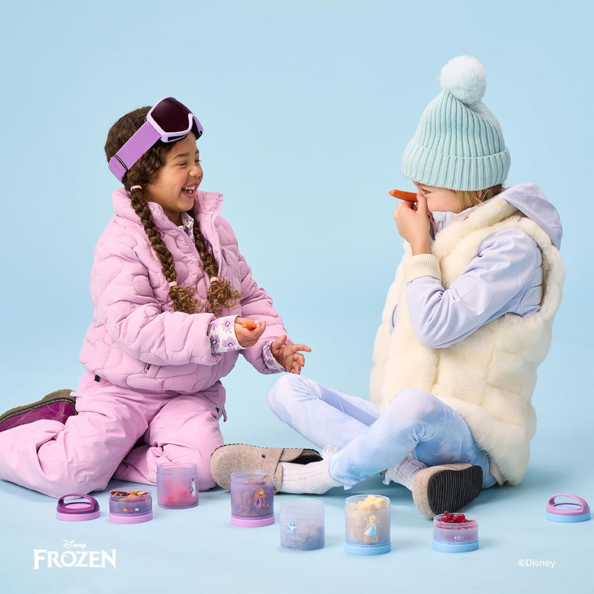 Disney Princess Frozen, Stackable Snack Containers for Kids, 3 Stackable Snack Cups for School or Travel, Formula and Cupholder Friendly, Elsa and Bruni