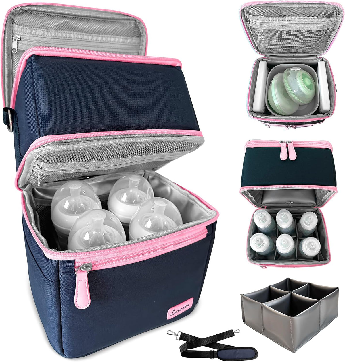 Cool Insulated Breast Milk Cooler Bag with Dual Sections, Non-Toxic, Perfect for Day Care Bottles and Pumping Working Traveling Moms to Keep Breast Milk Cold and Fresh On The Go