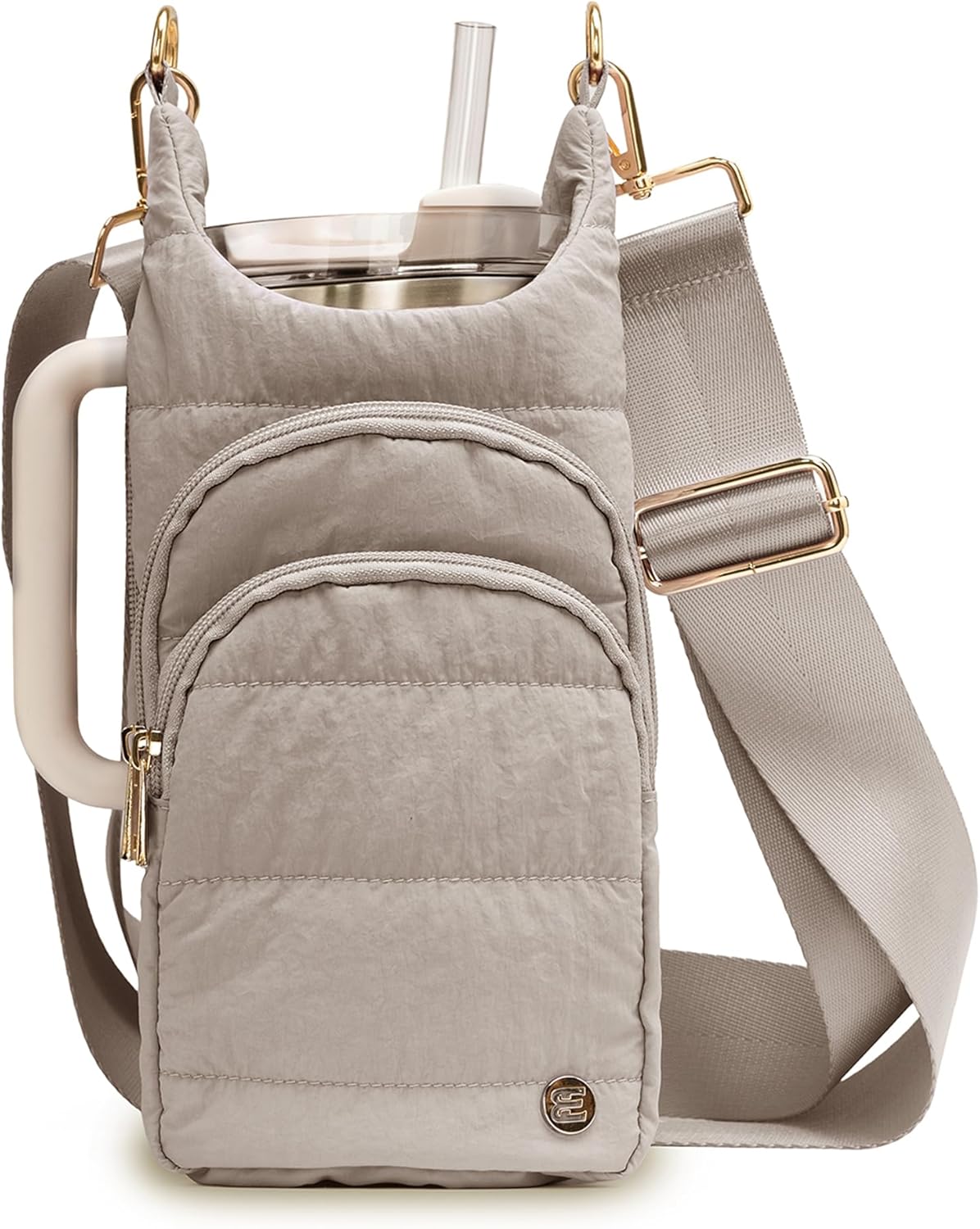 Water Bottle Holder with Strap 30/32 oz, Crossbody Water Bottle Carrier Bag | Lightweiht Quilted Bottle Sling Bag, RFID Phone Pocket, Hands-free for Gym Hiking Walking Travel