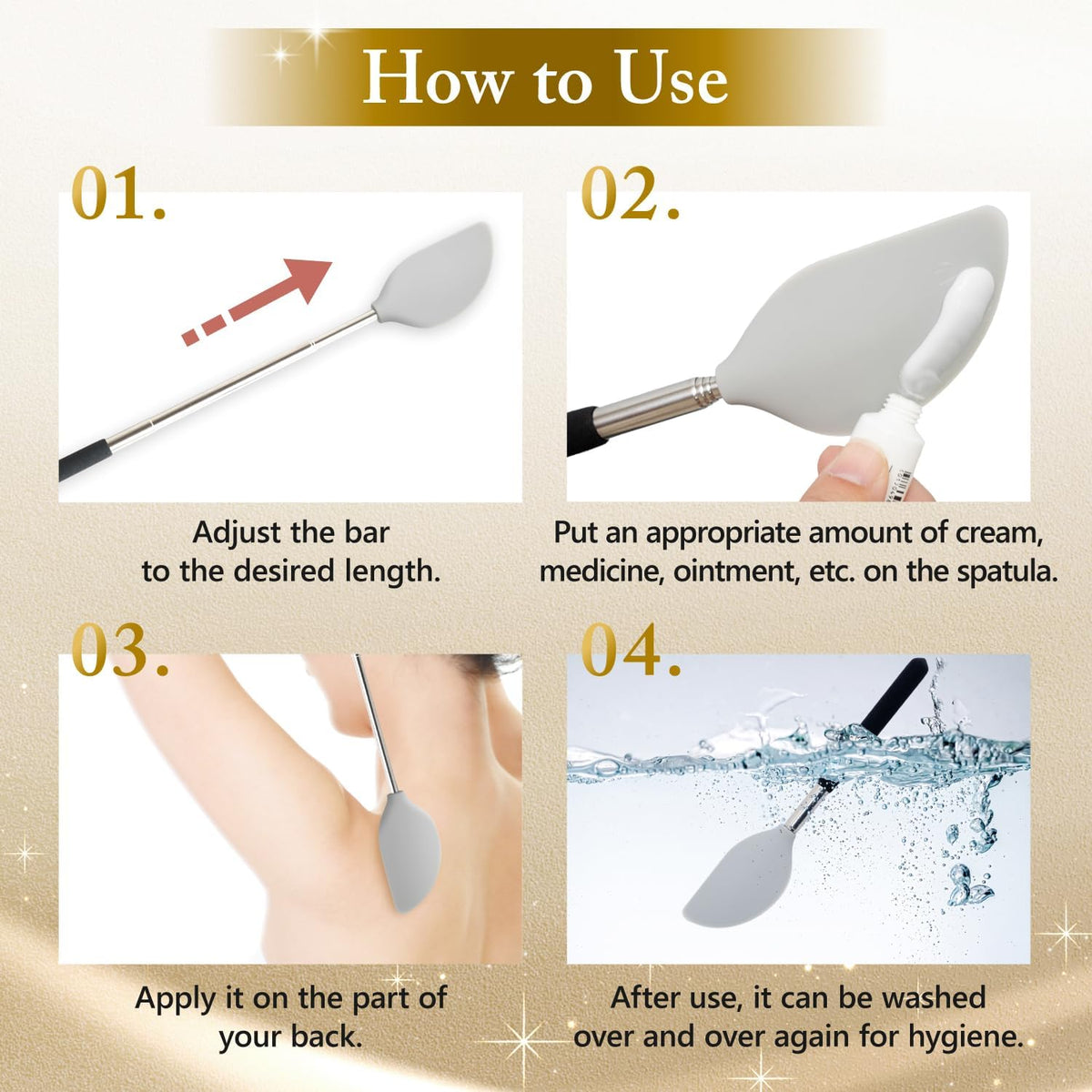 Telescopic Cream Applicator for Back (Large Area)