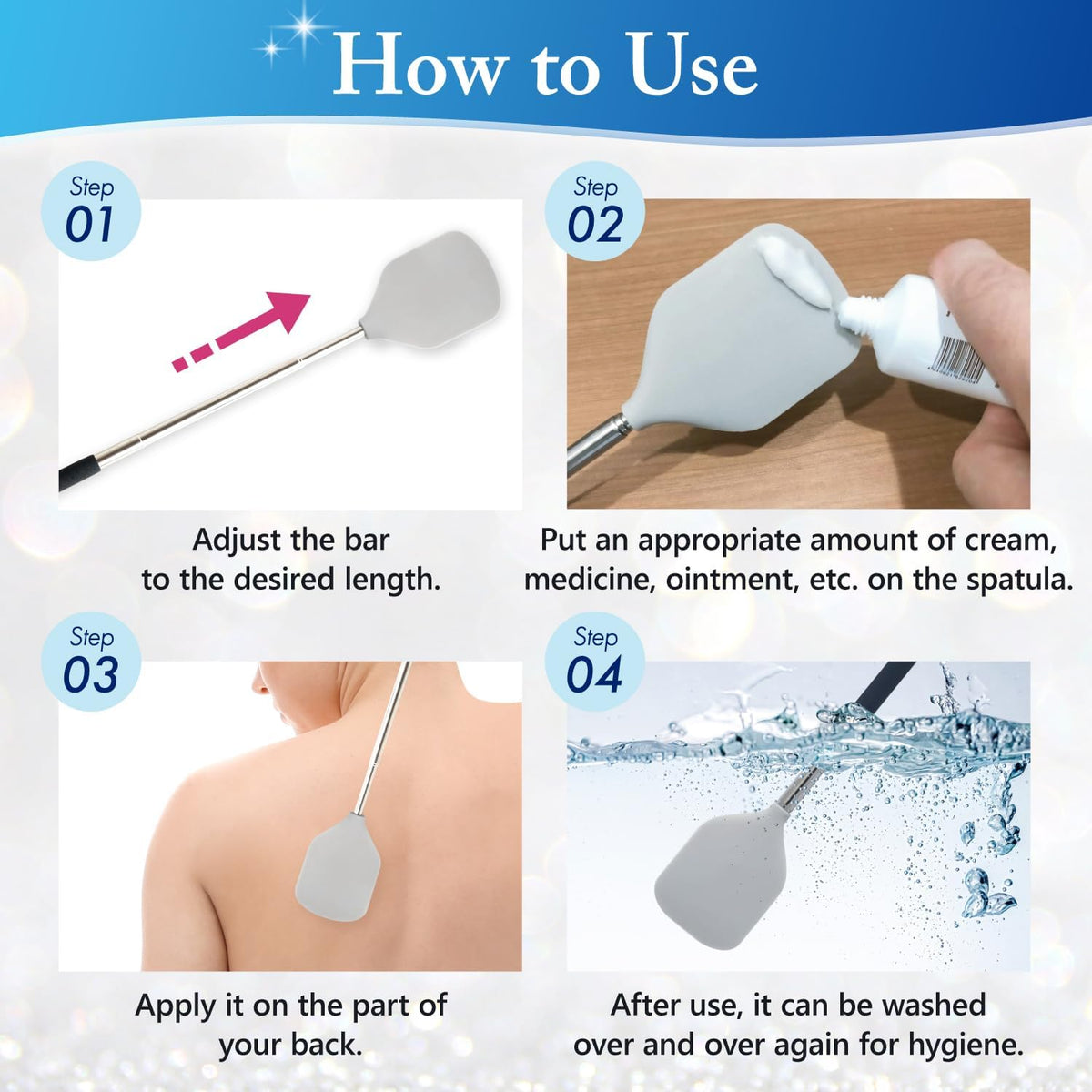 Telescopic Cream Applicator for Back (Large Area)