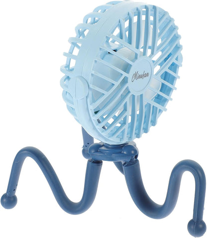 USB Clip on Stroller Fan with Flexible Tripod 3 Gears Blue