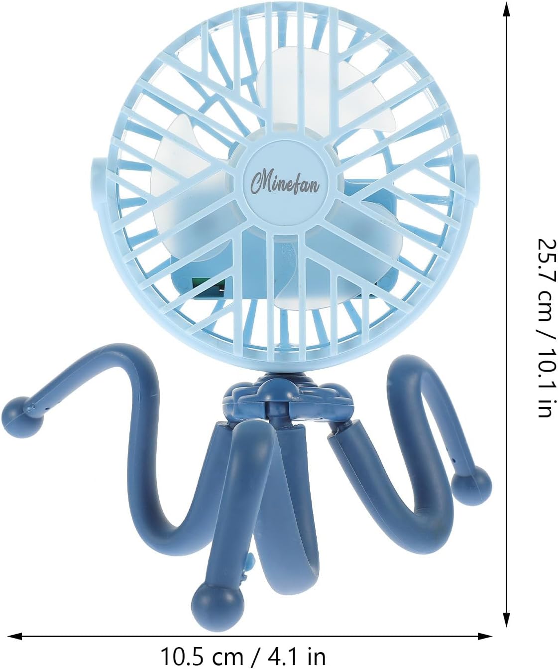 USB Clip on Stroller Fan with Flexible Tripod 3 Gears Blue