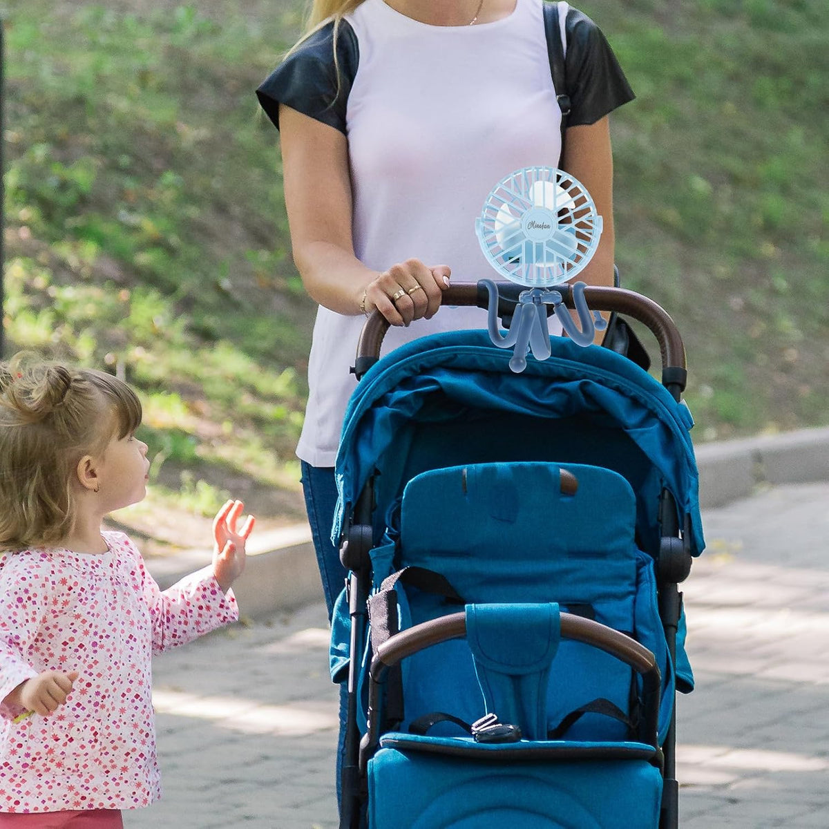 USB Clip on Stroller Fan with Flexible Tripod 3 Gears Blue