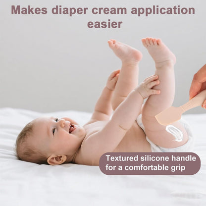 2pcs Baby Diaper Cream Spatula with Travel Case, 2 Sizes Soft Flexible Silicone Butt Paste Applicator Baby Diaper Rash Cream Spatula Bum Brush for Newborn (Pink)