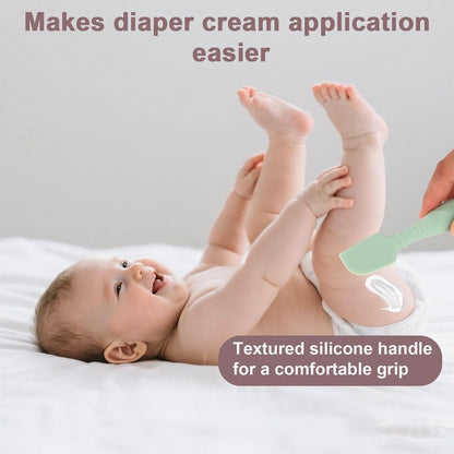 2pcs Baby Diaper Cream Spatula with Travel Case, 2 Sizes Soft Flexible Silicone Butt Paste Applicator Baby Diaper Rash Cream Spatula Bum Brush for Newborn (Pink)