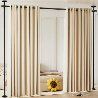 Room Divider No Drilling Curtain Rod Wall Divider for Room Separation White