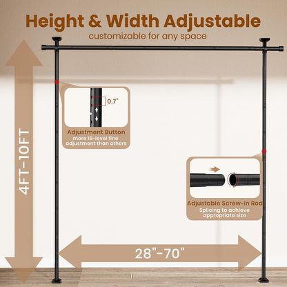 Room Divider No Drilling Curtain Rod Wall Divider for Room Separation White