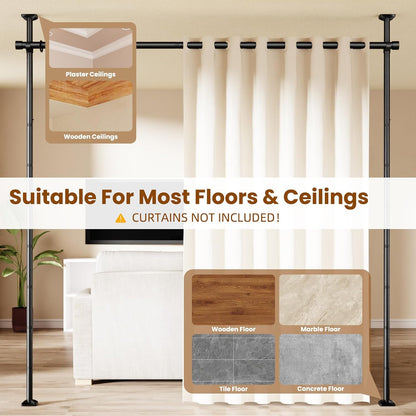 Room Divider No Drilling Curtain Rod Wall Divider for Room Separation White