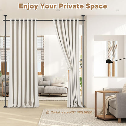 Room Divider No Drilling Curtain Rod Wall Divider for Room Separation White