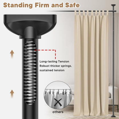 Room Divider No Drilling Curtain Rod Wall Divider for Room Separation White