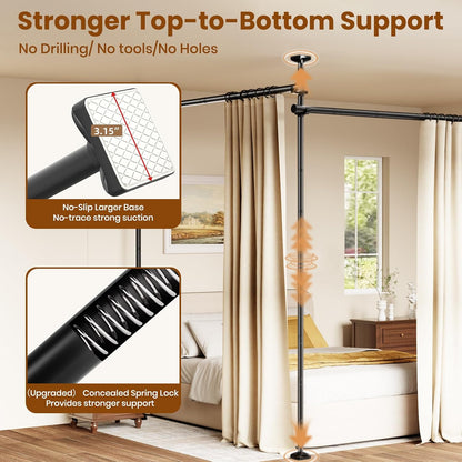 Room Divider No Drilling Curtain Rod Wall Divider for Room Separation White