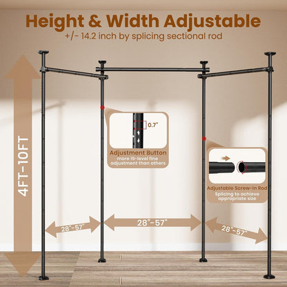Room Divider No Drilling Curtain Rod Wall Divider for Room Separation White