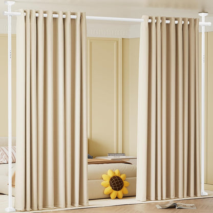 Room Divider No Drilling Curtain Rod Wall Divider for Room Separation White
