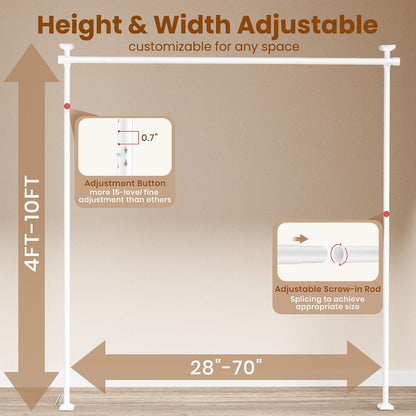 Room Divider No Drilling Curtain Rod Wall Divider for Room Separation White