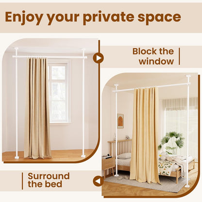 Room Divider No Drilling Curtain Rod Wall Divider for Room Separation White