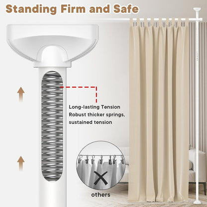 Room Divider No Drilling Curtain Rod Wall Divider for Room Separation White