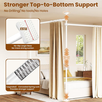 Room Divider No Drilling Curtain Rod Wall Divider for Room Separation White