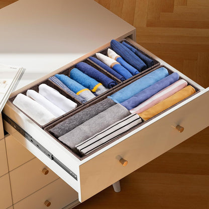 Set of 7 Nested Woven Cube Baskets, Drawer Organizers in Multi-sizes