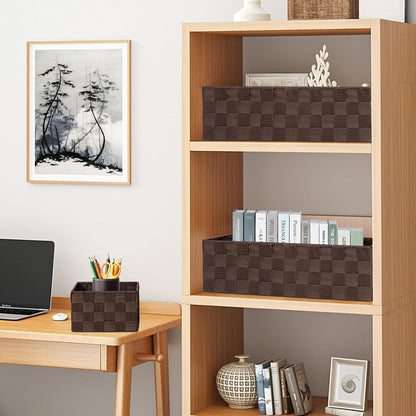 Set of 7 Nested Woven Cube Baskets, Drawer Organizers in Multi-sizes