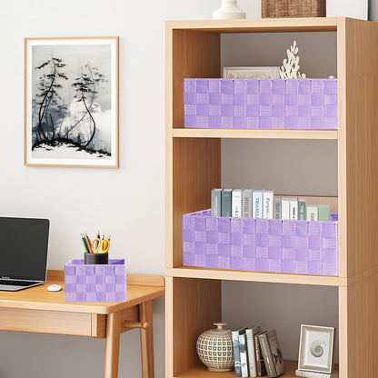Set of 7 Nested Woven Cube Baskets, Drawer Organizers in Multi-sizes
