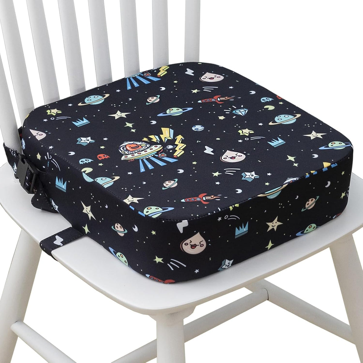 Toddler Booster Seat for Dining Table, Portable Kids Booster Seat with Safety Buckles Portable Increasing Booster Cushion with Non-Slip Bottom (Blue Dinosaur)