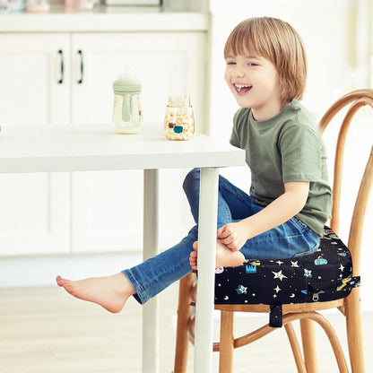 Toddler Booster Seat for Dining Table, Portable Kids Booster Seat with Safety Buckles Portable Increasing Booster Cushion with Non-Slip Bottom (Blue Dinosaur)